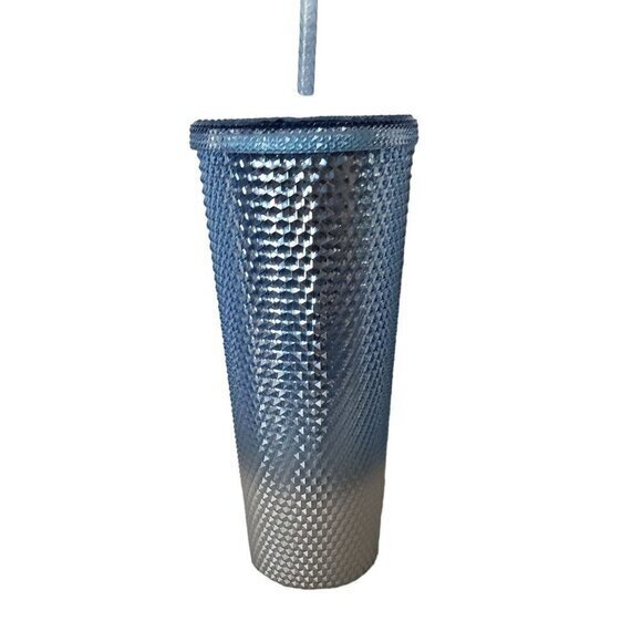 Starbucks Gradient Blue‎ Silver Hombre Studded Bling 240z Tumbler 2023 Winter - Picture 2 of 9